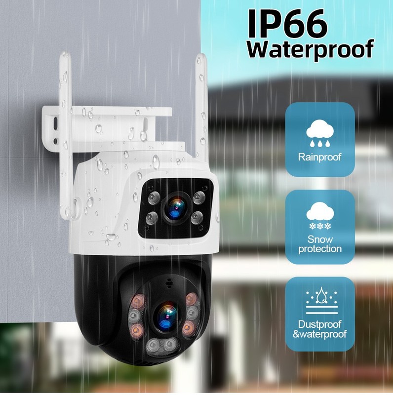 iCsee 6MP Dual Lens IP Camera IP66 Waterproof Outdoor WiFi Surveillance Cam gallery