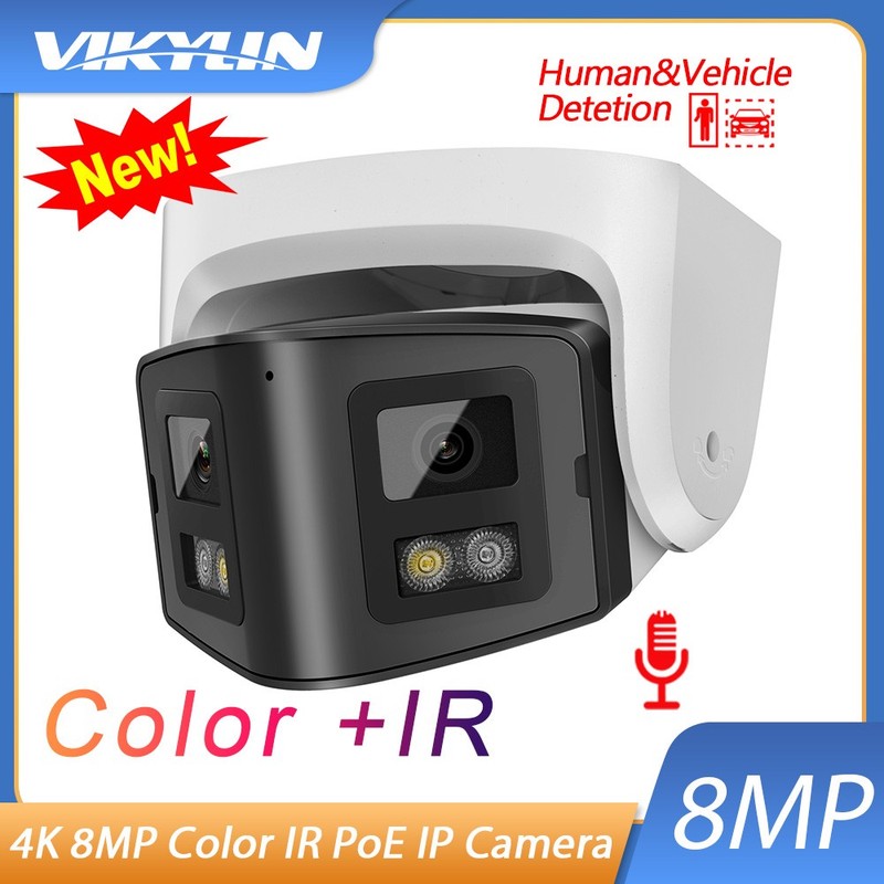 Vikylin 4K Dual lens Panoramic 180° 4/8MP Dual Light Color+IR Security IP Camera