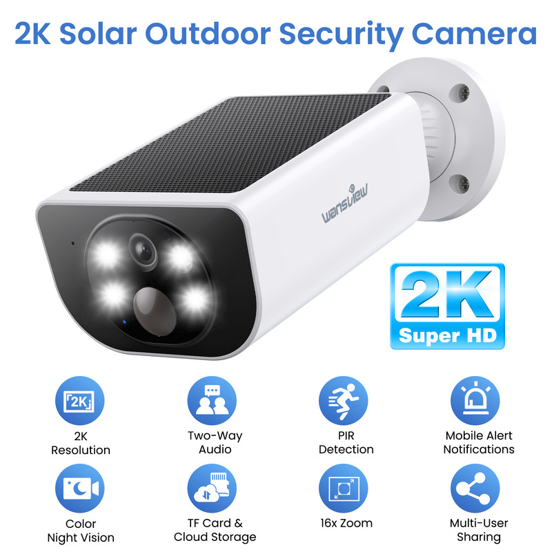 Wansview S1 Wireless Security Camera 2K Home WiFi Solar Powered Audio Outdoor gallery
