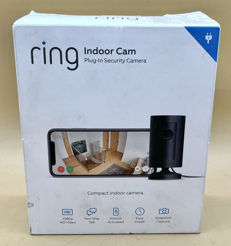 RING INDOOR CAM PLUG-IN HD SECURITY CAMERA WITH TWO-WAY TALK – BLACK (MVP000605)
