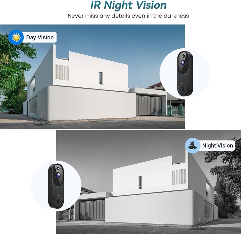 Orbitell Wireless Wi-Fi Video Doorbell Camera with Two Way Audio, AI Motion Dete gallery