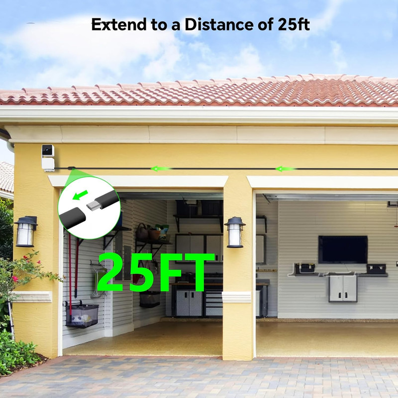 WYZE 25FT Outdoor Power Adapter for Cam V4 OG/V3/V3 Pro L-Shape Micro USB Exte gallery