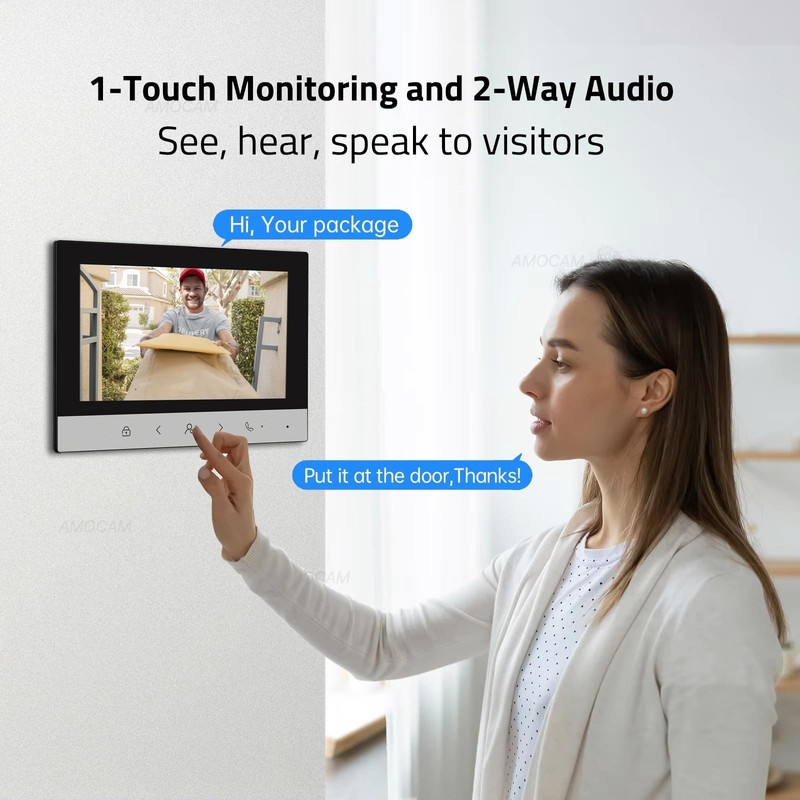 1080P Video Intercom System, Wired VideoDoorbell HD Camera with 7 Inch Monito... gallery