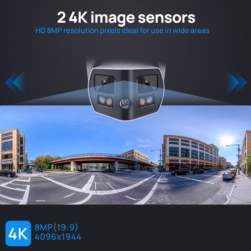 VIKYLIN Color+IR 180°VIEW POE 8MP 4K IP Camera Strobe light Audio Alarm CCTV US gallery