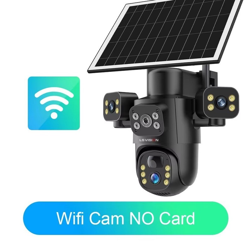 4G WiFi Solar Security Camera 15MP 4K 3-Lens Outdoor Battery PIR V380 Pro CCTV