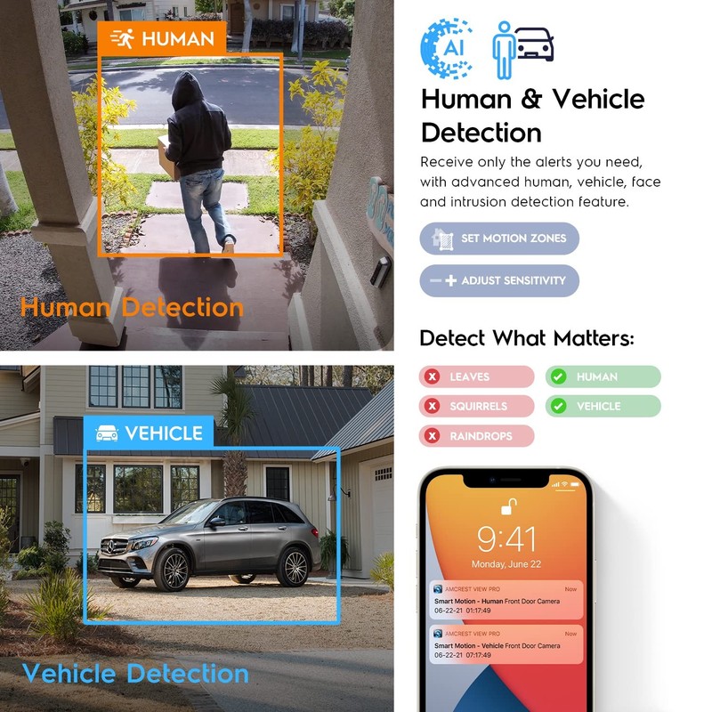 Amcrest UltraHD 4K (8MP) IP PoE AI Camera FOV 129° 49ft Color Nightvision gallery