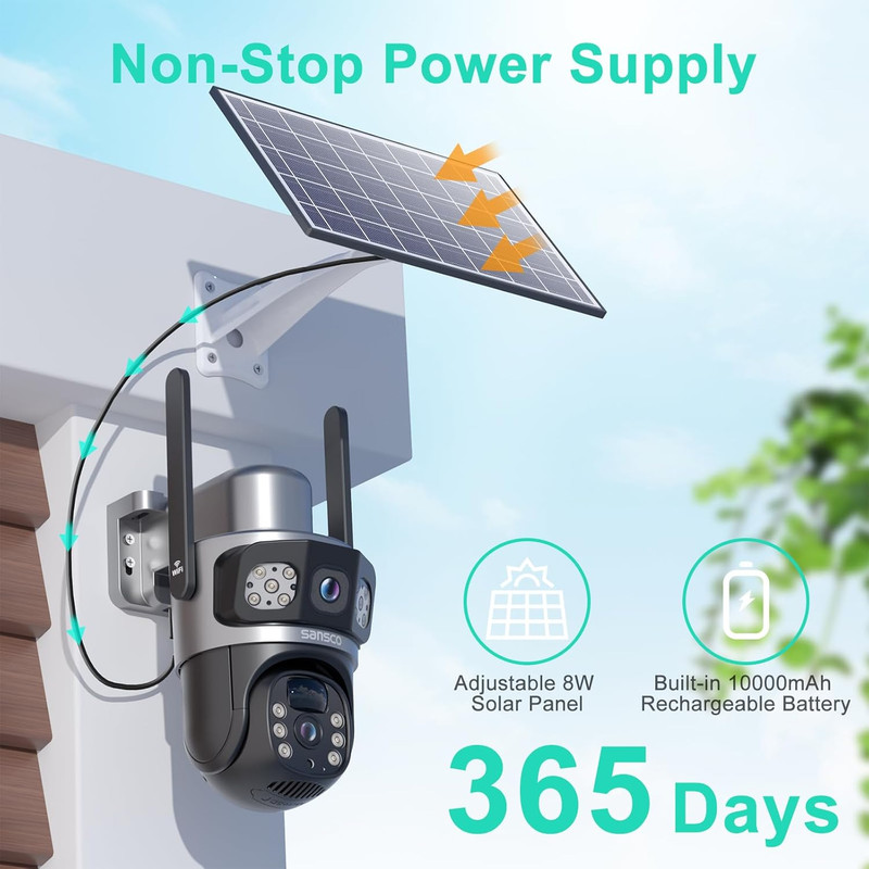 Wireless 2K 4MP Dual-Lens Solar Security Camera with Night Vision & PTZ gallery
