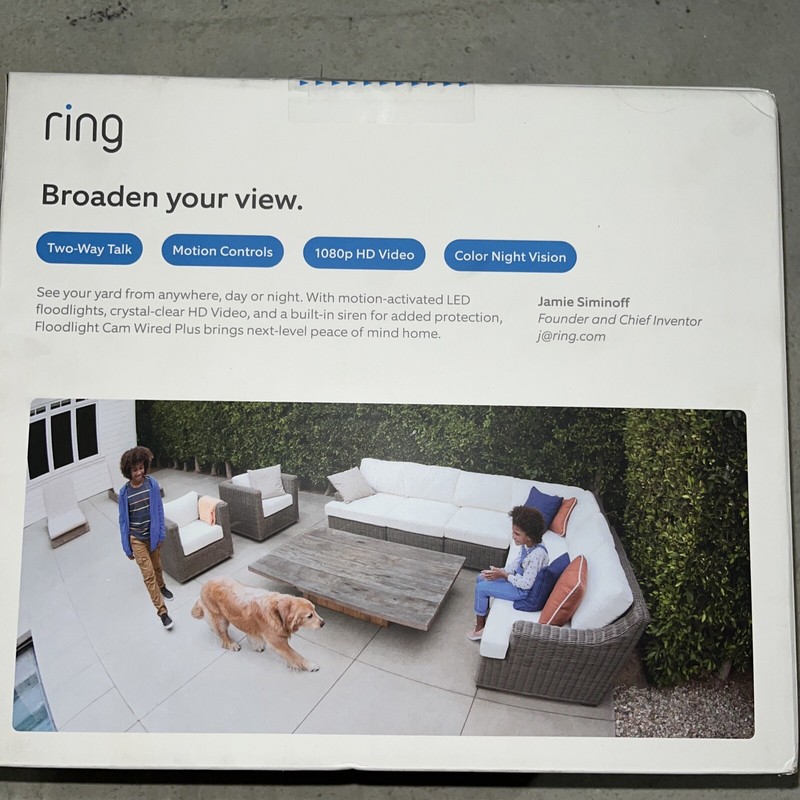Ring Floodlight Cam Plus Outdoor Wired 1080p Surveillance Camera Black or White gallery