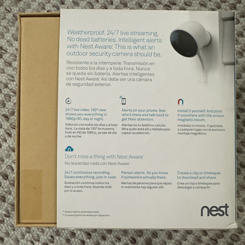 Nest Cam Outdoor Security Camera Wi-Fi Wired 1080P NC2100ES (Google) NEW IN BOX gallery
