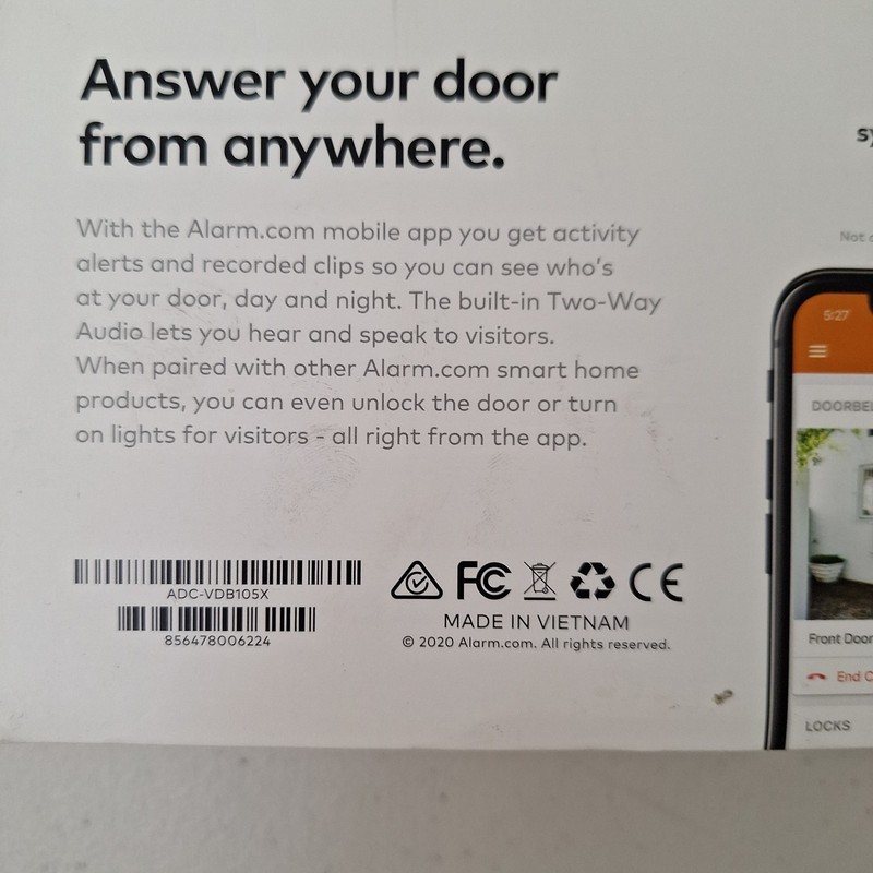 Slim Line 2 Doorbell Camera Alarm.com ADC-VDB105X New Open Box gallery