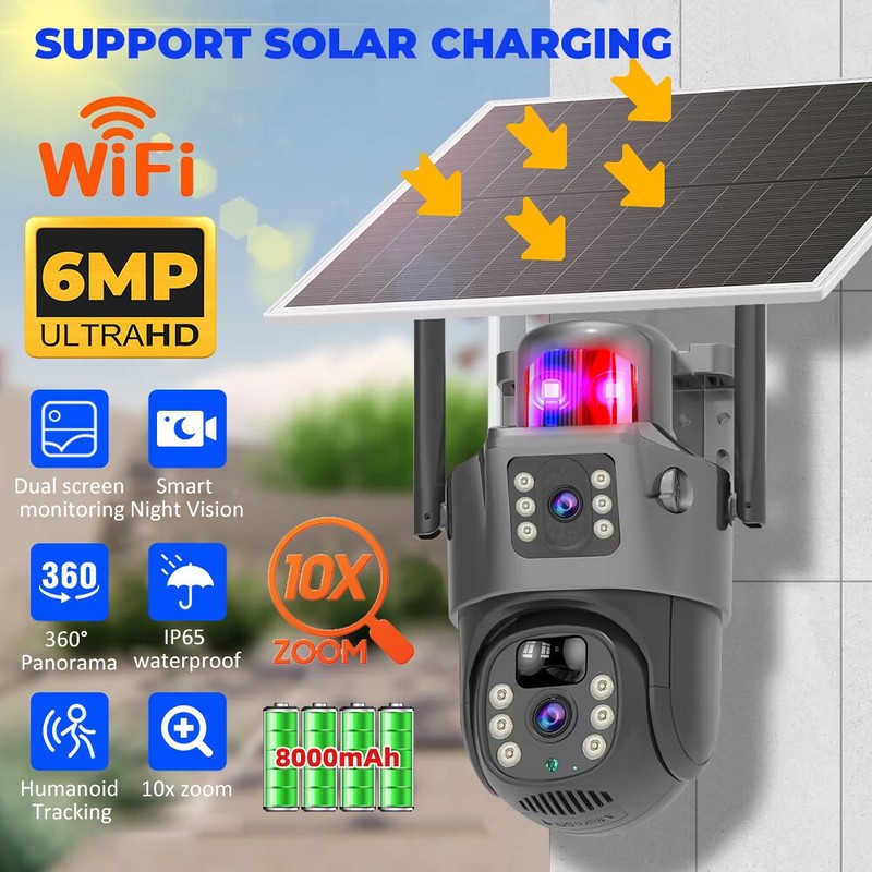 Solar Battery Powered Wireless WiFi Outdoor Pan/Tilt Home Security Camera System gallery