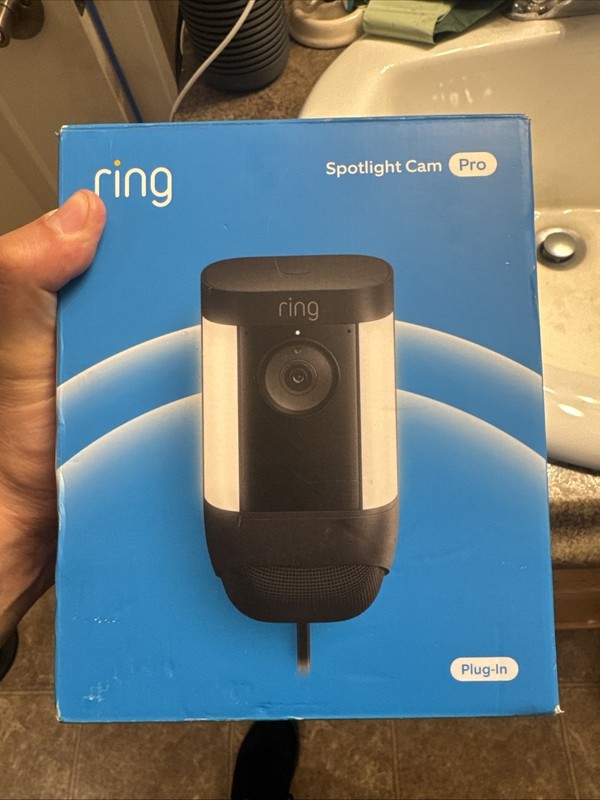 Ring Spotlight Pro Wired Outlet Plug-In Version Black, Open Box Brand New