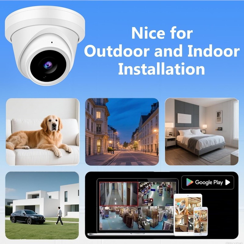 4MP PoE IP IR Night Vision Turret Camera Outdoor/Indoor Metal Housing 2.8mm gallery