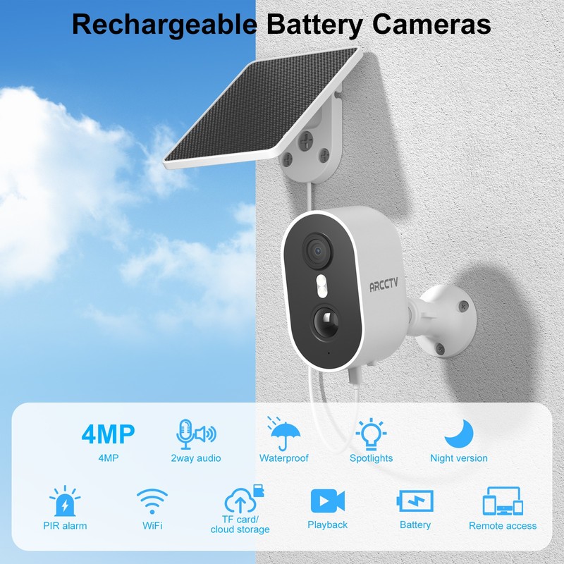 ARCCTV Wireless 2.4G/5G WiFi 4MP Outdoor Security Camera Solar Battery Home gallery