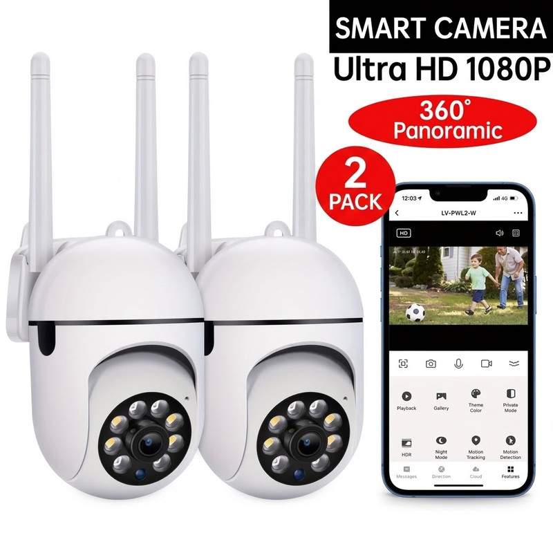 2-Pack Wireless 5G WiFi Security Camera System Smart Outdoor Night Vision 1080P