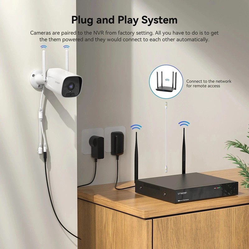Wireless Home IP Camera System 500GB 3MP NVR 2-Way Audio IP66 Waterproof gallery