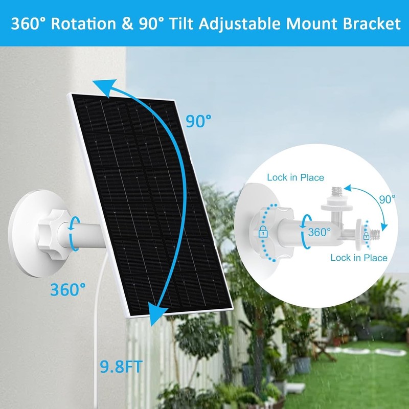 360° Adjustable 4W Solar Panel for Reliable Security Camera Power - 9.8FT Cable gallery