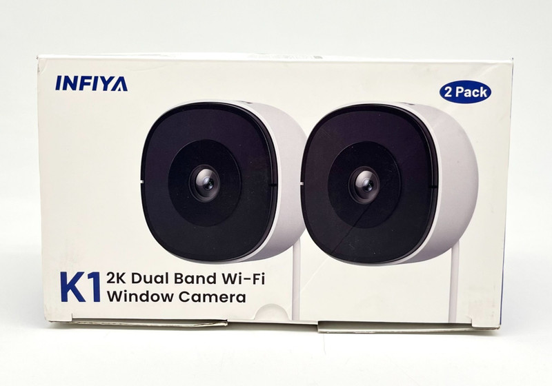 Window Security Camera Infiya K1 2K Dual Band WiFi White – 2 Pack