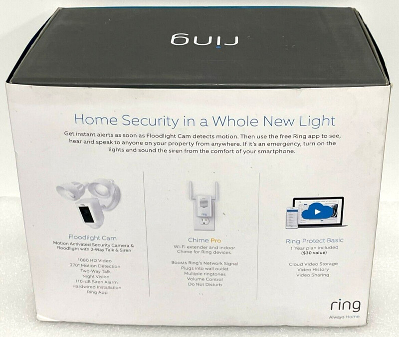 Ring Floodlight Camera and Chime Pro, White NEW IN BOX gallery