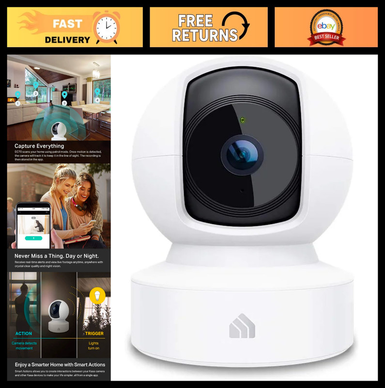 1080p Indoor Pan/Tilt Security Camera – Baby & Pet Monitor, Motion Detection, 2-