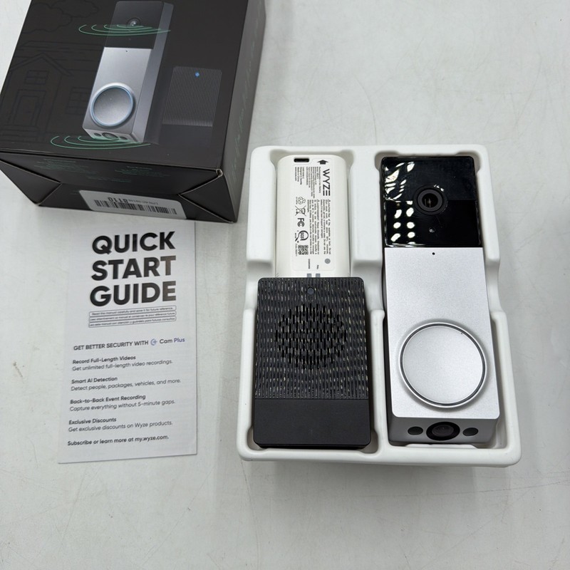 WYZE Wireless Duo Cam Video Doorbell Chime Included Battery Powered 2K Silver gallery