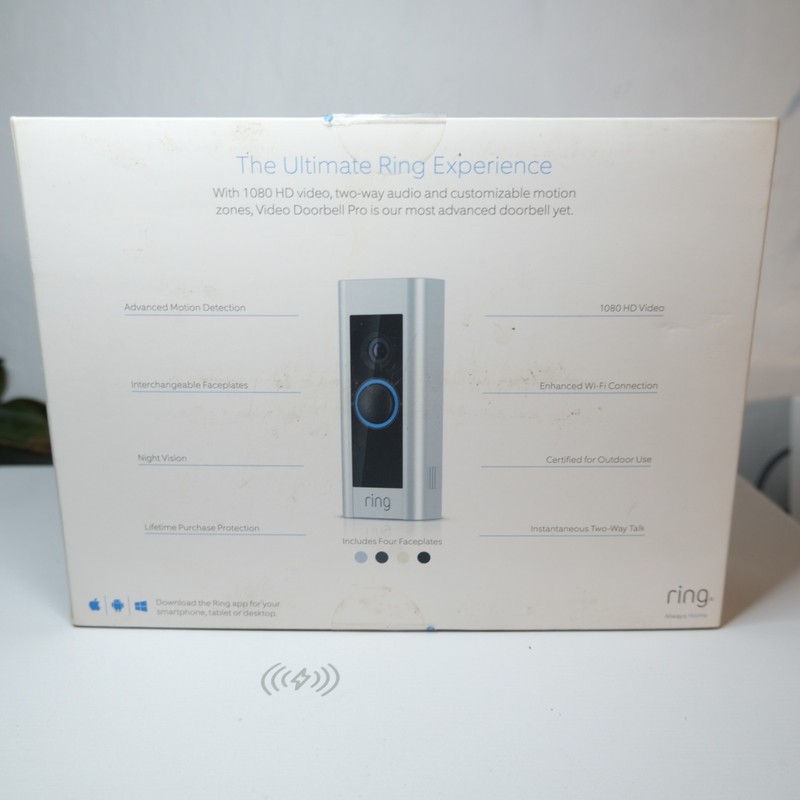 Ring Video Doorbell Pro 2018 Wired w Original Box + Faceplates Untested gallery