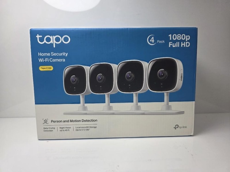 Tapo C100 1080P Indoor Security Camera 4 Pack Night Vision Audio