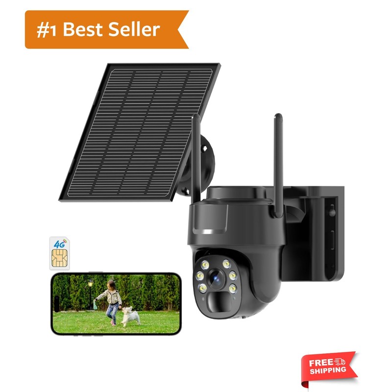 Waterproof 4G LTE Security Camera – 2K HD View, Pan & Tilt, Two-Way Audio