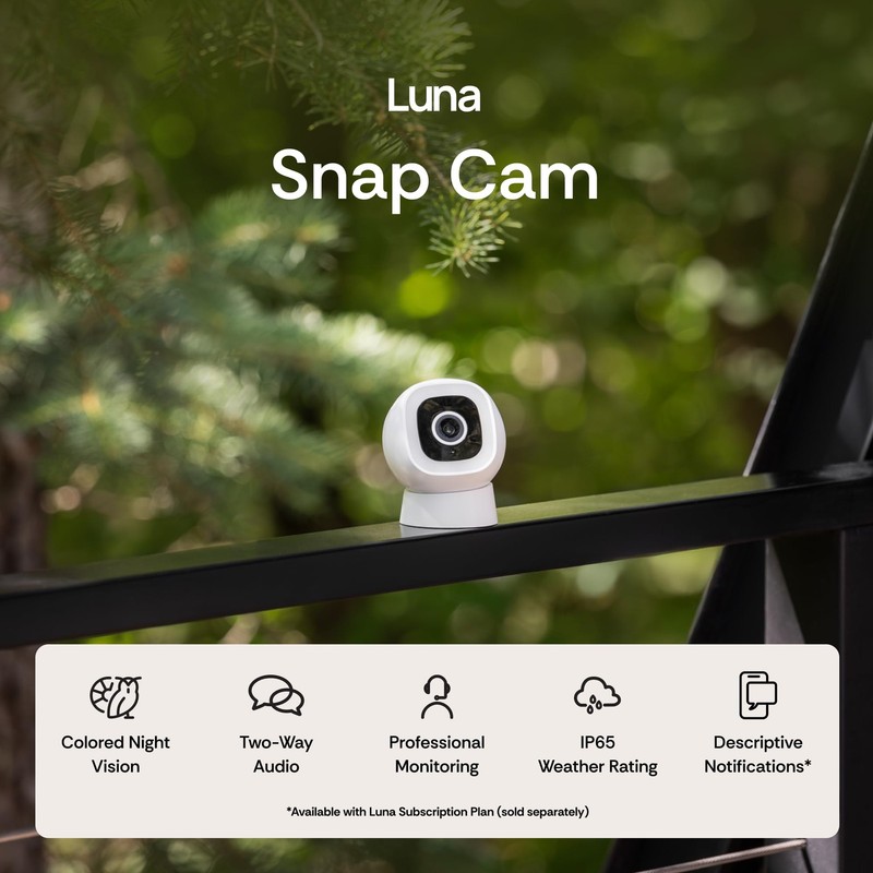 Luna 2K QHD Security Camera Indoor/Outdoor, Wired IP65 2,4GHz WiFi Camera for... gallery