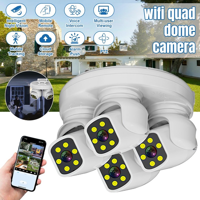 4 Lens Four Screen 12MP WiFi HD IP Camera 10X Zoom Outdoor Security Camera CCTV gallery