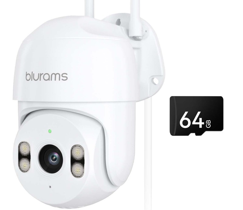 blurams 2K Outdoor Security Camera 360 PTZ Color Night Vision 64GB SD Card Alexa