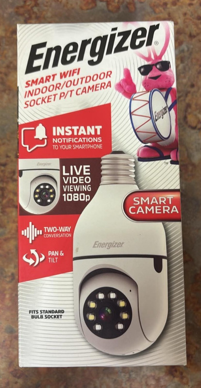 Energizer Smart Wi-Fi Indoor Outdoor Bulb Socket P/T Camera Free Shipping