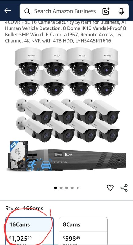 16 security camera, high capacity recorder, product is new, just open box