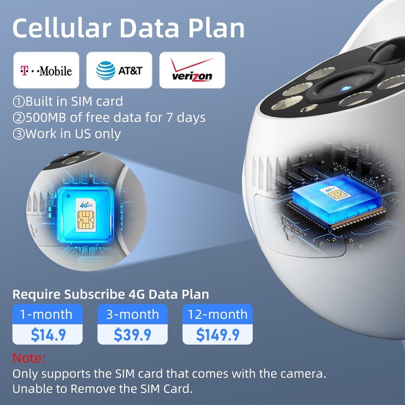 4G LTE Cellular Solar Security Camera No WiFi Outdoor 2K Night Vision & SIM Card gallery