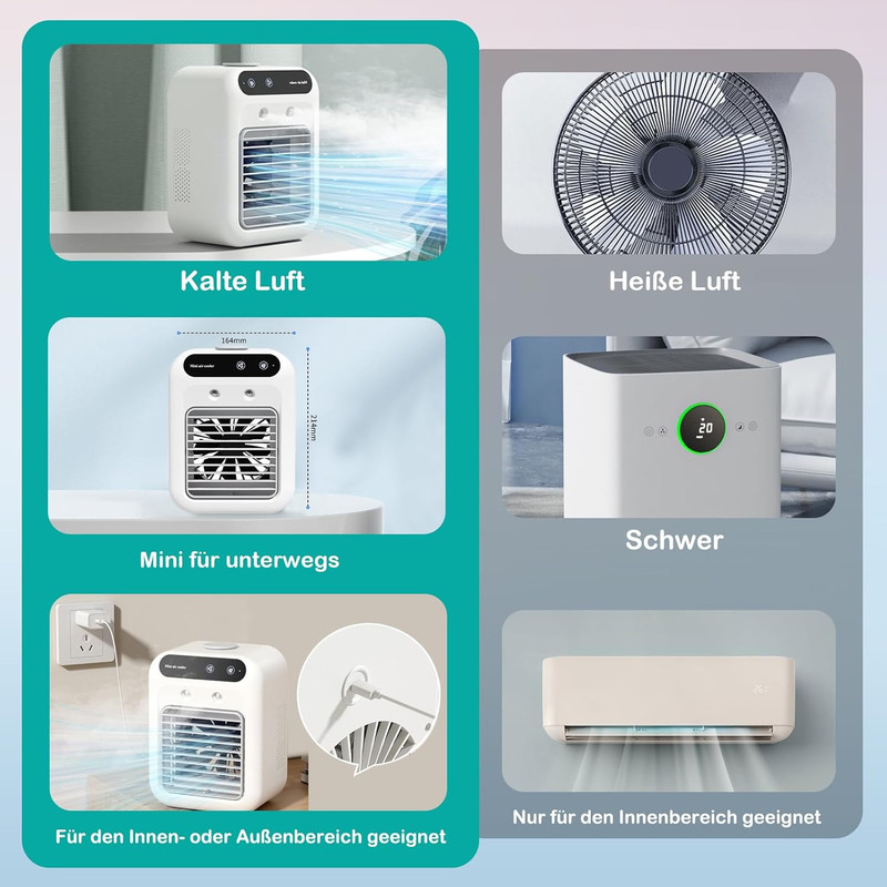 Mobile Klimaanlage, Tragbare Luftkühlgerät, leise Mobile Klimaanlage mit 500ml W gallery