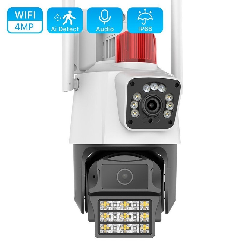 8MP 4K Dual Lens Dual Screen IP Camera PTZ Wifi CCTV Security Camera With Alarm