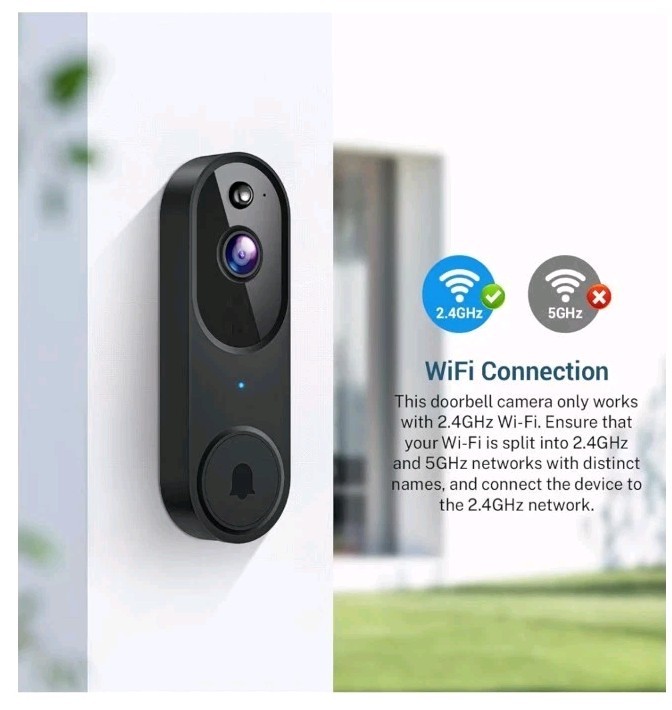 Smart 2.4GHz Wi-Fi Doorbell Camera Wide Angle Lens NEW Black - SEALED gallery