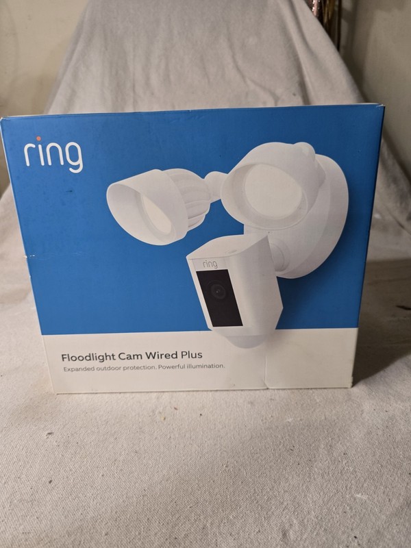 Ring Floodlight Cam Wired Plus Hardwired Outdoor 1080p Color Night Vision, White