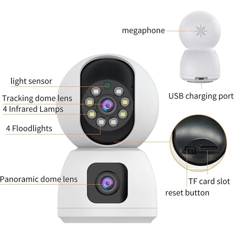 8MP Dual Lens Security Camera Tuya 5G WIFI Auto Tracking Indoor Baby Pet Monitor gallery