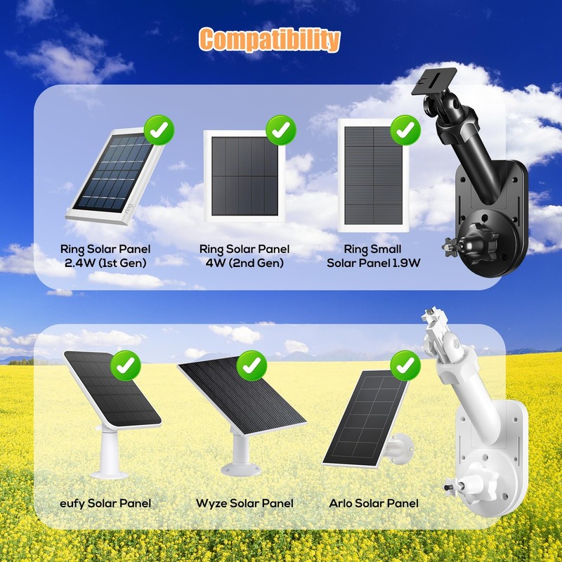 Wall Mount For Ring Blink Eufy Arlo Wyze Cameras & Solar Panels Adjustable Angle gallery