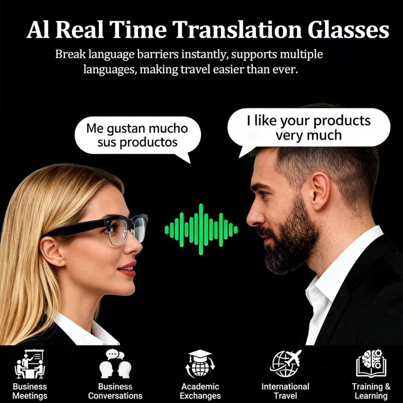 AI Smart Glasses with 4K HD Camera, 800W Anti-Shake Bluetooth Camera Glasses, gallery