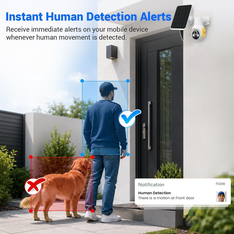 1080p Security Camera Wireless with Solar Panel, Smart AI Human Detection, 2-... gallery
