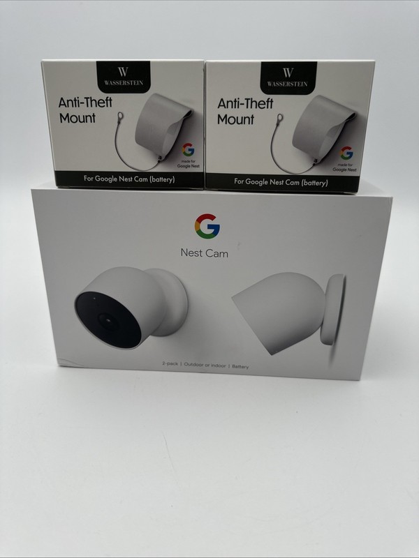 Google 2 Pack Battery-Powered Nest 1080p HD Security Cameras w/Anti-Theft Mounts gallery
