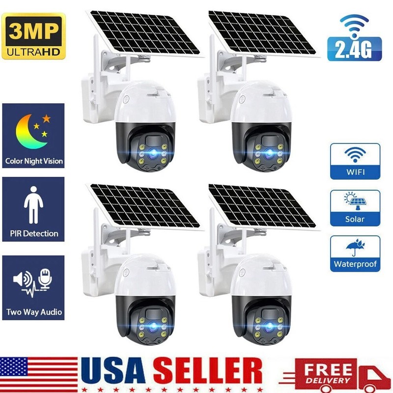 4PCS Solar Battery Powered Wireless WiFi Outdoor Pan/Tilt Home Security Camera gallery