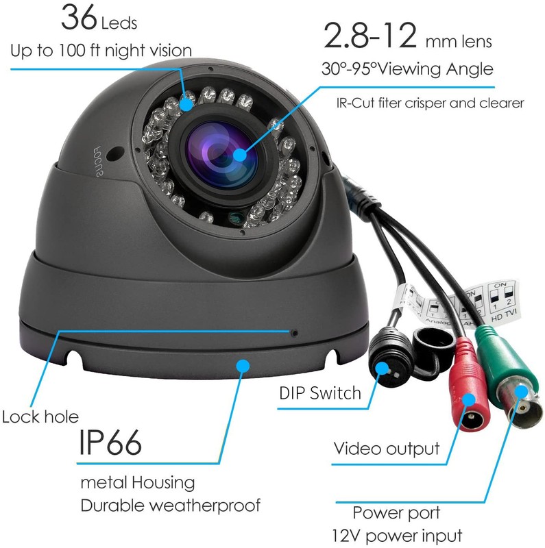 2MP CCTV HD 1080P 4-in-1 (TVI/AHD/CVI/960H/CVBS) Dome , 2.8-12mm Varifocal Le... gallery