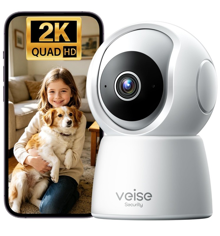 2K Indoor Security Camera - 360° WiFi Pet & Baby Monitor, AI Motion Detection, N gallery
