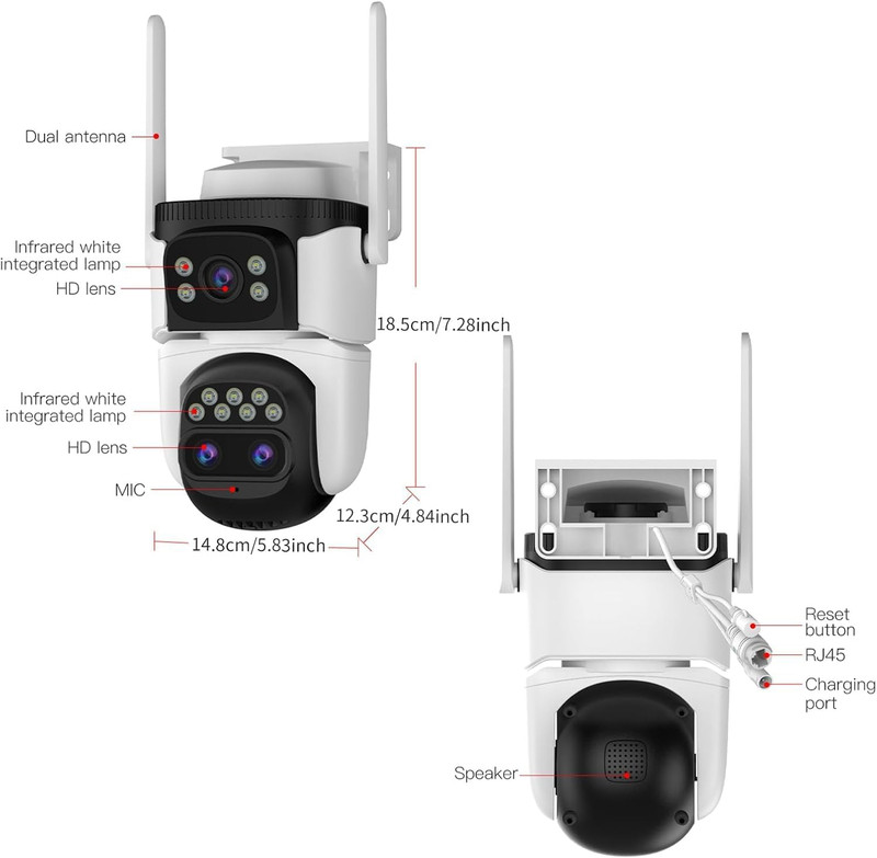 Three-Lens Security Camera,2K Outdoor Camera,Human Detection,Home Security Camer gallery