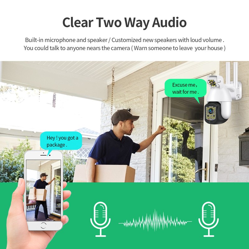Wireless1080P FHD WIFI IP Camera Outdoor Dual Lens CCTV PTZ Home Security Camera gallery