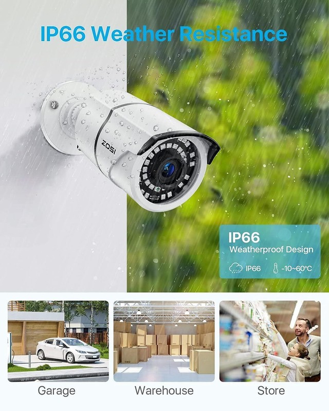 ZOSI H.265+5MP PoE Home Security Camera System Human Detection 24/7 Recording 2T gallery
