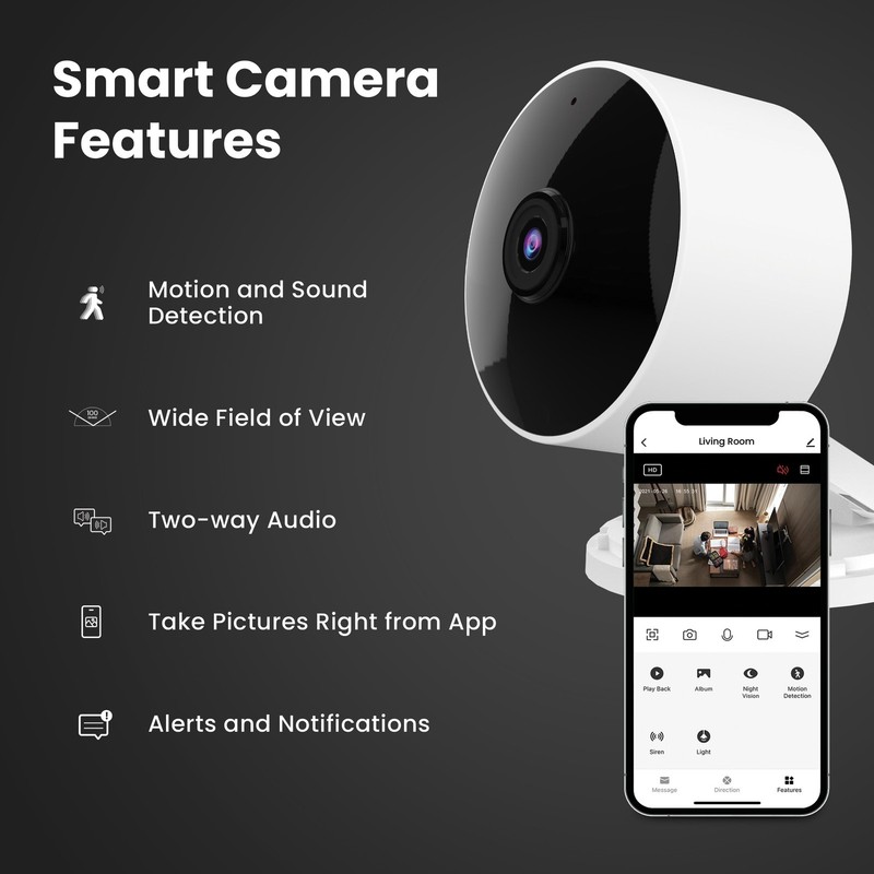 Camara De Seguridad Với Cabezal Ajustable Y Audio De Dos Vias De Lujo Pro gallery